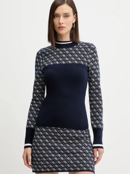 Pulover z dodatkom volne Guess AUBREY mornarsko modra