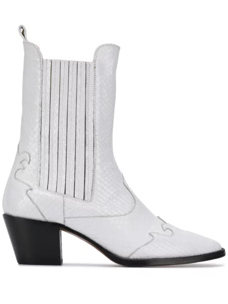 Botine Paris Texas cowboy alb