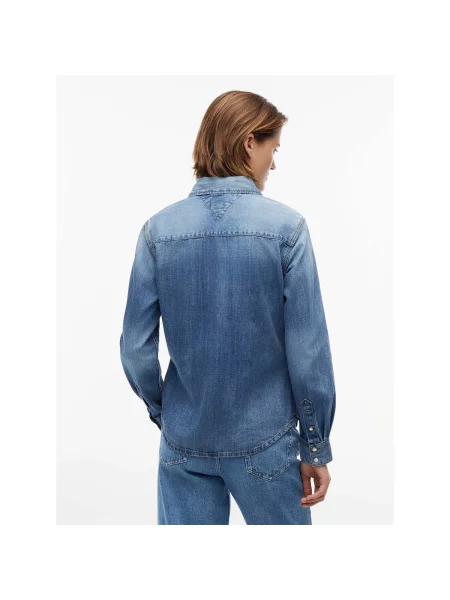 Tommy Jeans košeľa dámska rifľová modrá
