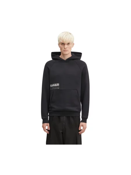 Bluza z kapturem Napapijri z kapturem z nadrukiem czarna