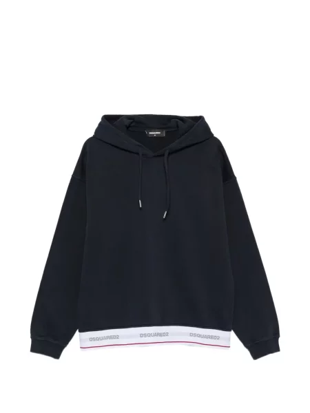 Суичър с качулка Dsquared2 с автограф с връзки синьо