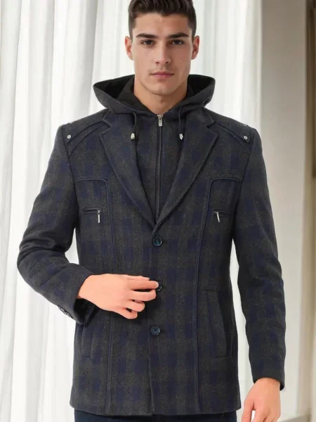 Palton Dewberry în carouri albastru