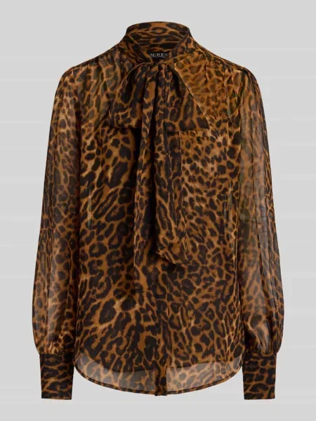 Bluzka o luźnym kroju z długim rękawem z nadrukiem skóry leoparda na całej powierzchni Lauren Ralph Lauren