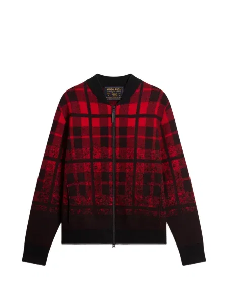Geacă bomber Woolrich de lână în carouri roșu