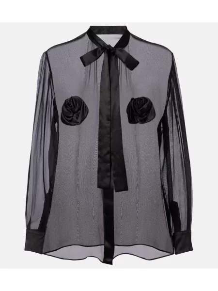 Cămașă Dolce&gabbana de mătase cu model floral transparente negru