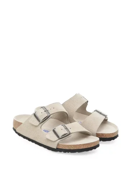 Papuci de casă Birkenstock din piele de căprioară alb