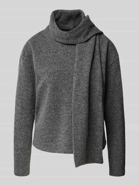 Sweter z dzianiny o kroju regular fit z szalowym kołnierzem model vods' Vila