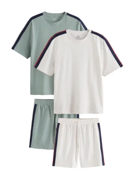 Next Pijama scurtă bleumarin / deschis / verde pastel / roșu cireș gri