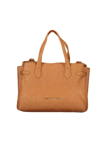 Lniana torebka Valentino Bags brązowa