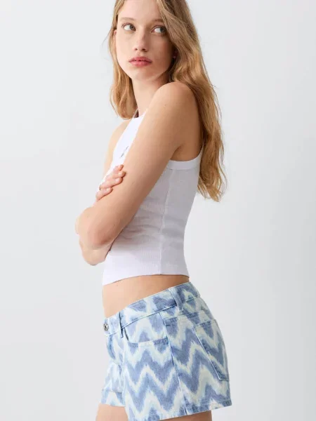 Szorty micro fit z niskim stanem Teen 34 MANGO TEEN błękitny