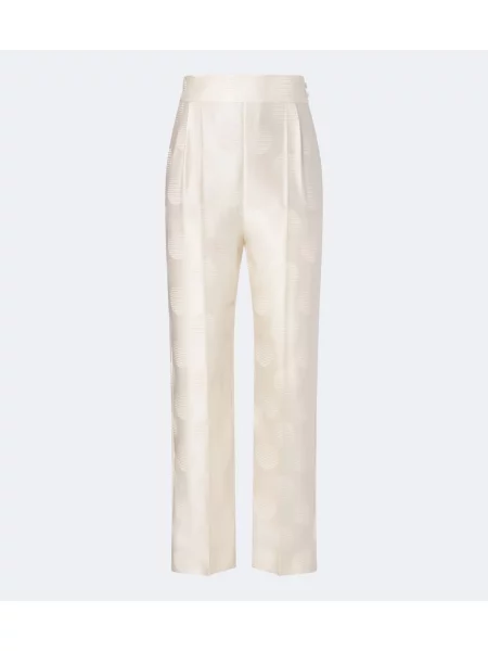 Pantaloni Valentino de mătase cu buline alb