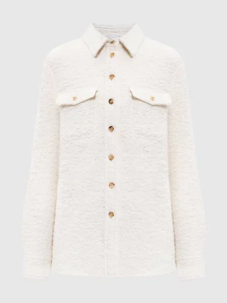 Куртка в стилі сорочки John Austin з кашеміру вовни та шовку Gabriela Hearst біла