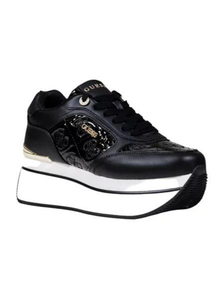 Sneakersy Guess skórzane na platformie czarne