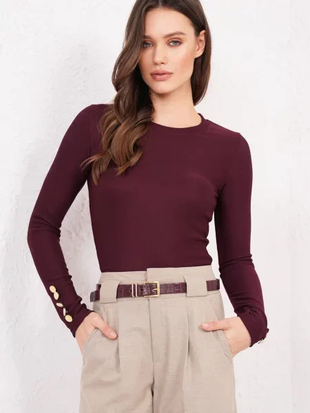 Trend Alaçatı Stili Majica burgund