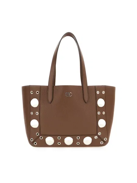 Torebka skórzana Valentino Garavani skórzana brązowa