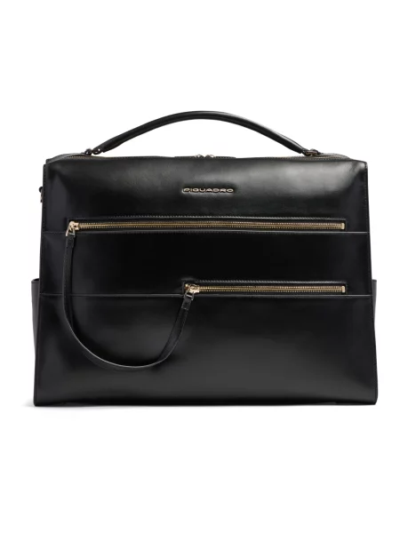 Torba na laptopa Piquadro skórzana czarna
