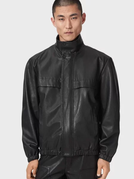 Шкіряна куртка Allsaints чорна