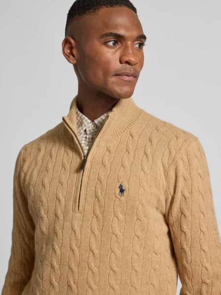Kardigan Polo Ralph Lauren z kaszmiru z długim rękawem beżowy