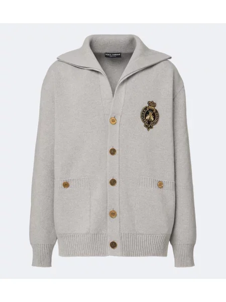 Cardigan Dolce&gabbana de lână cu autograf gri
