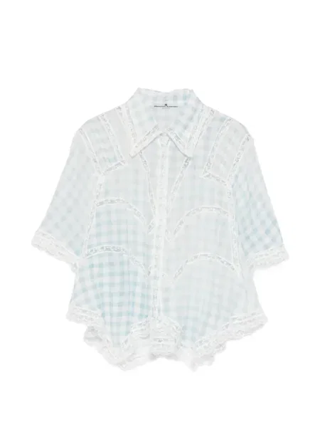 Cămașă Ermanno Scervino în carouri din dantelă alb