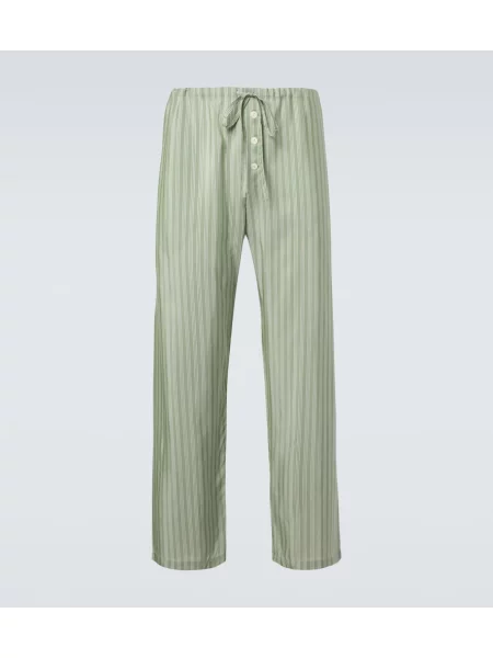Pantaloni Bode de mătase cu dungi verde