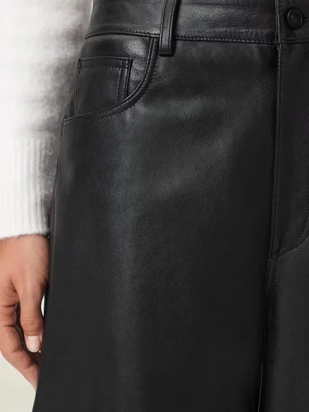 Кожаные брюки Allsaints с высокой посадкой черные