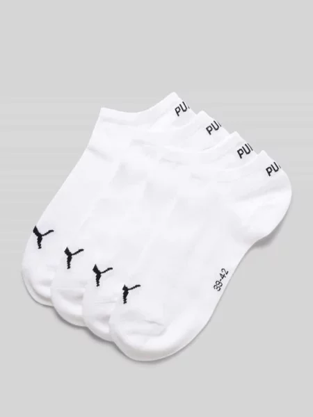 Skarpety do sneakersów z logo w zestaw 4 szt. Puma białe