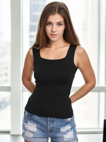 Bluză Dewberry fără mâneci negru