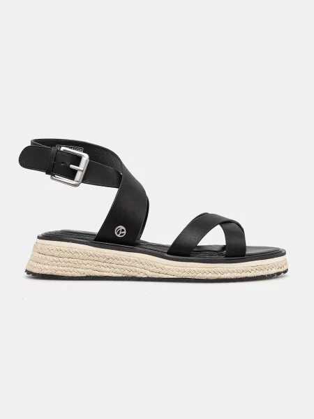 Шкіряні сандалі Pepe Jeans KATE NATURE на платформі чорний