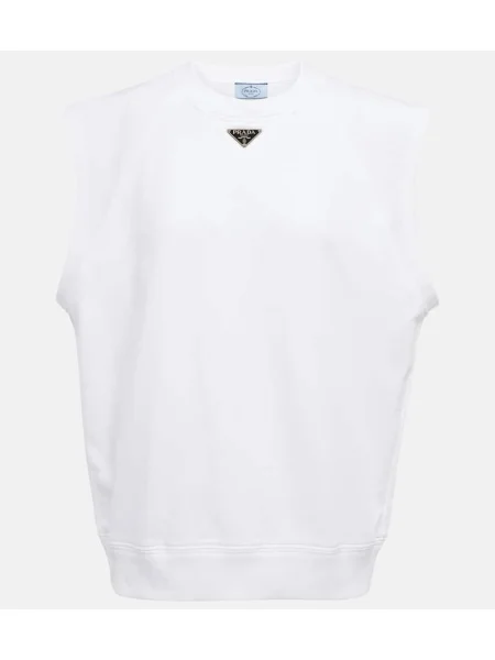Top Prada din jerseu alb
