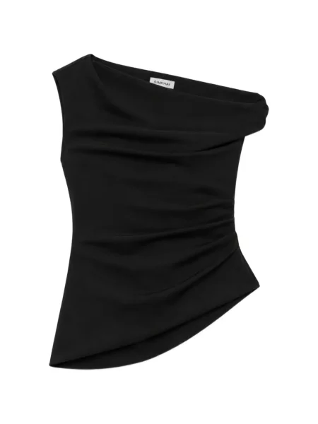 Top Simkhai asimetric drapat negru