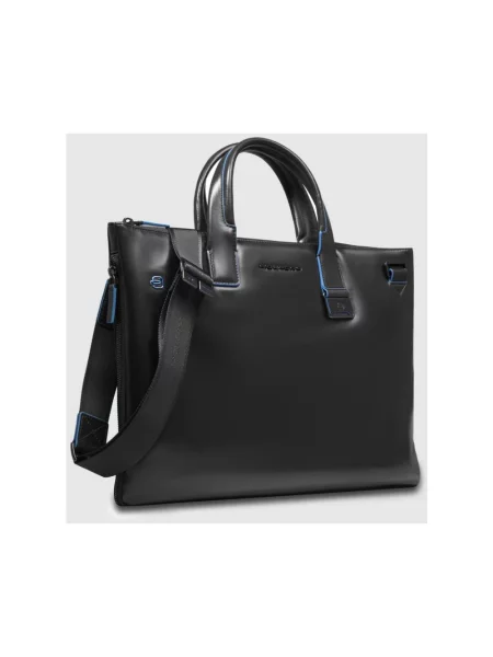 Torba na laptopa Piquadro skórzana czarna