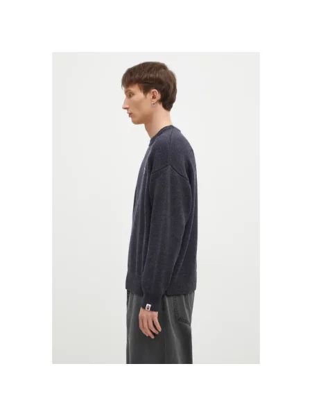 A Bathing Ape sweter wełniany One Point szary