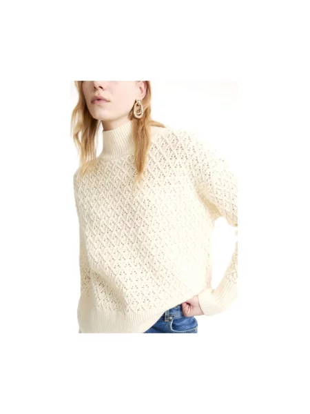 Lniany sweter z golfem Marella biały