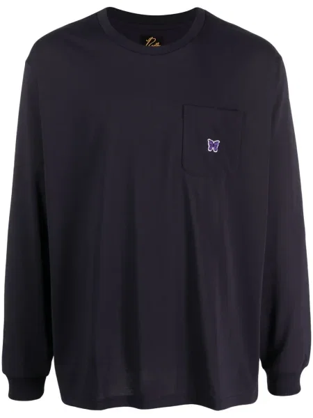 Dlouhé tričko Needles s aplikacemi fialové