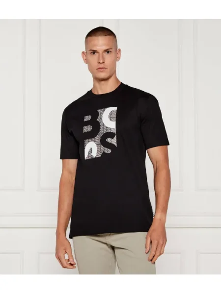 BOSS tricou din cu imprimeu negru