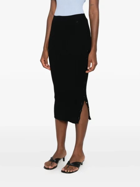 Fustă midi Courreges până la genunchi negru