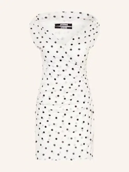 Jacquemus Sukienka Koktajlowa La Robe Rita Z Dodatkiem Jedwabiu weiss biała