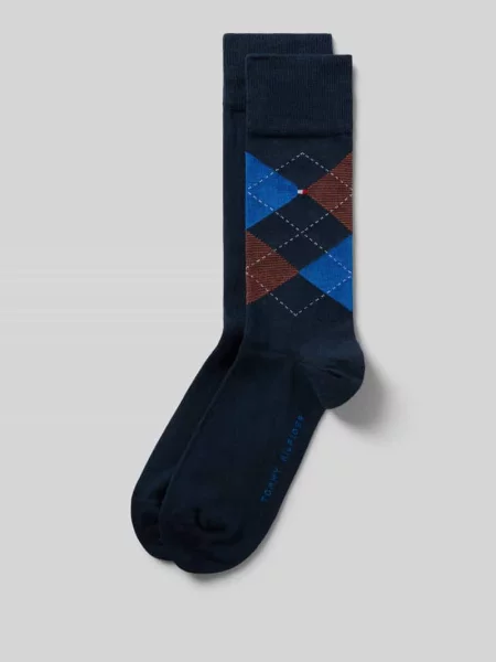 Skarpety z mieszanki bawełny w zestawie 2 szt. model CHECK Tommy Hilfiger
