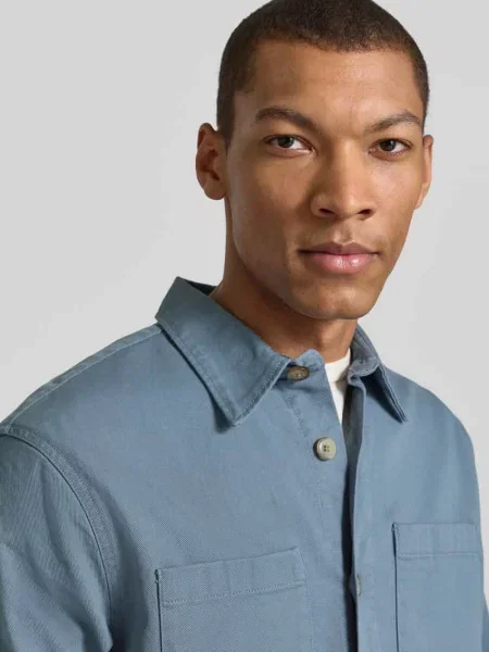 Krój regular fit koszula-kurtka z mieszanki bawełny organicznej model TRAVIS' Selected Homme