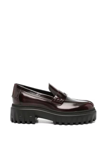 Pantofi loafer Hogan din piele chunky roșu