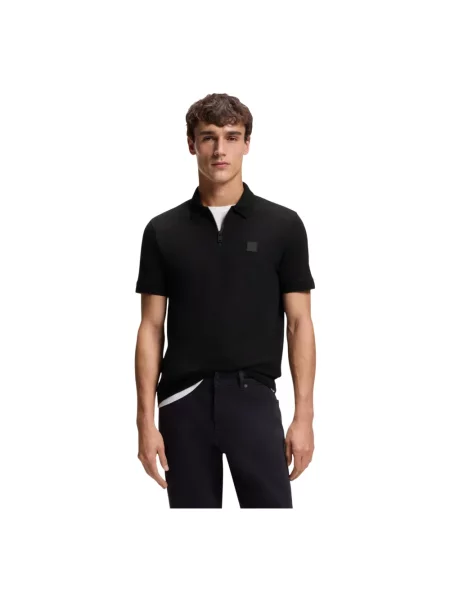 BOSS Orange polo z bawełną czarna