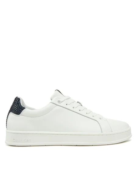 Кожени маратонки Calvin Klein LOW TOP LACE UP WOVEN бяло