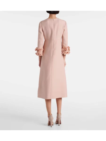 Rochie midi Valentino cu volane până la genunchi de costum roz