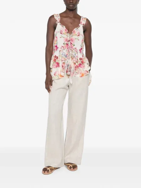 Top Camilla cu model floral cu imagine alb