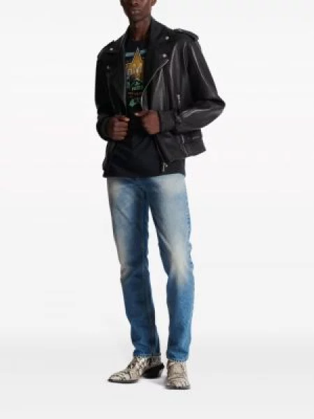Raštuotas marškinėliai Balmain juoda