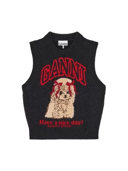 Sweter Ganni bez rękawów czarny