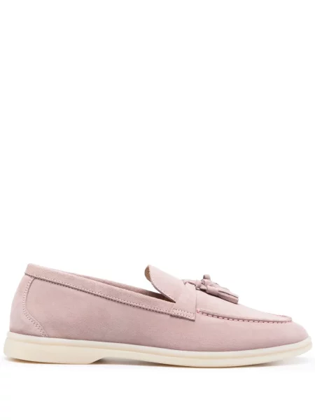 Pantofi loafer Scarosso din piele de căprioară roz