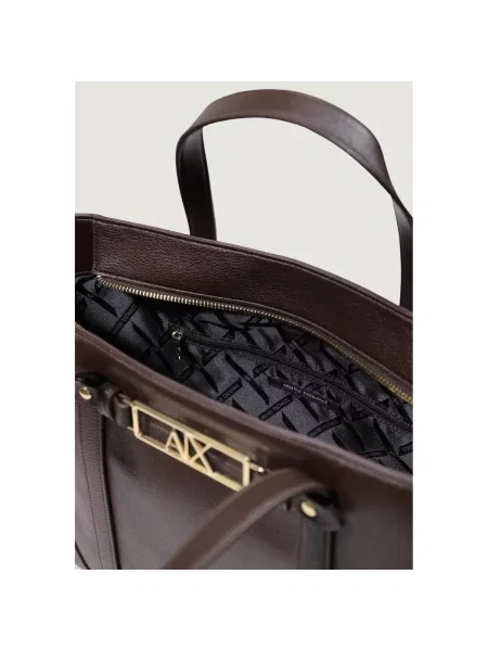 Geantă shopper Armani Exchange din piele maro