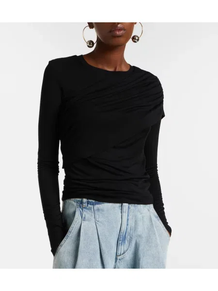 Top Marant Etoile din jerseu drapat negru